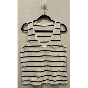 MADEWELL Navy Blue And White Striped Tank Top